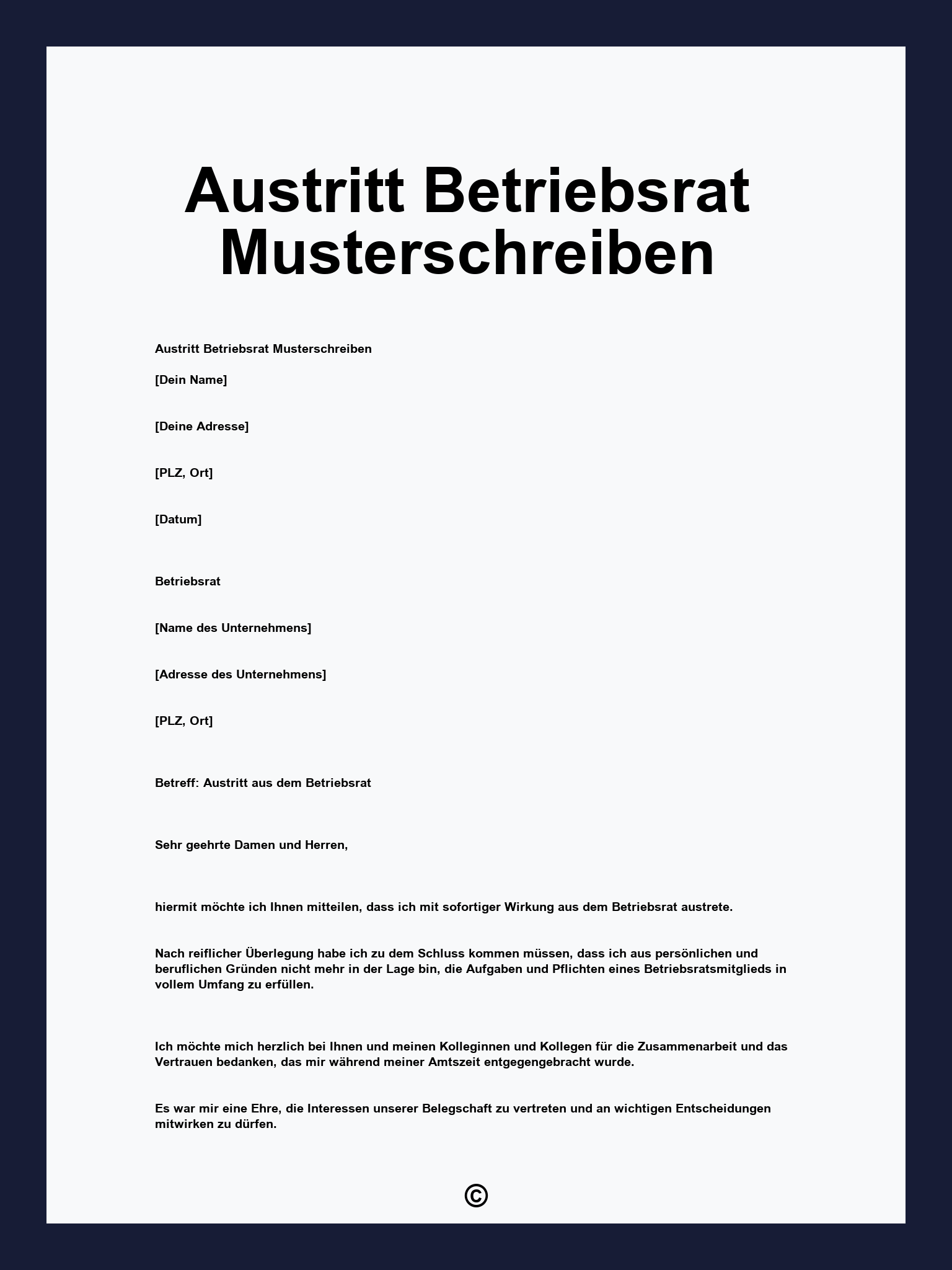 Austritt Betriebsrat Musterschreiben