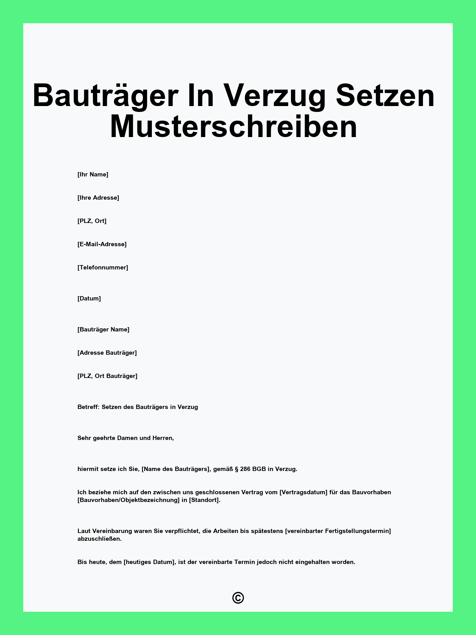 Bauträger In Verzug Setzen Musterschreiben