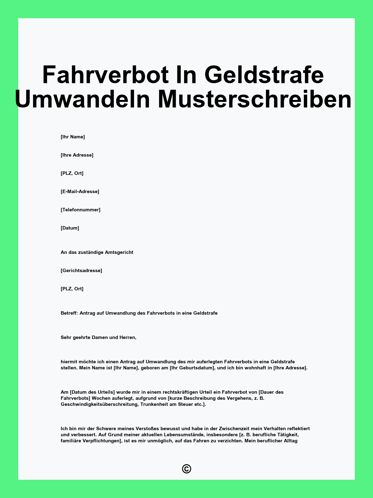 Fahrverbot In Geldstrafe Umwandeln Musterschreiben