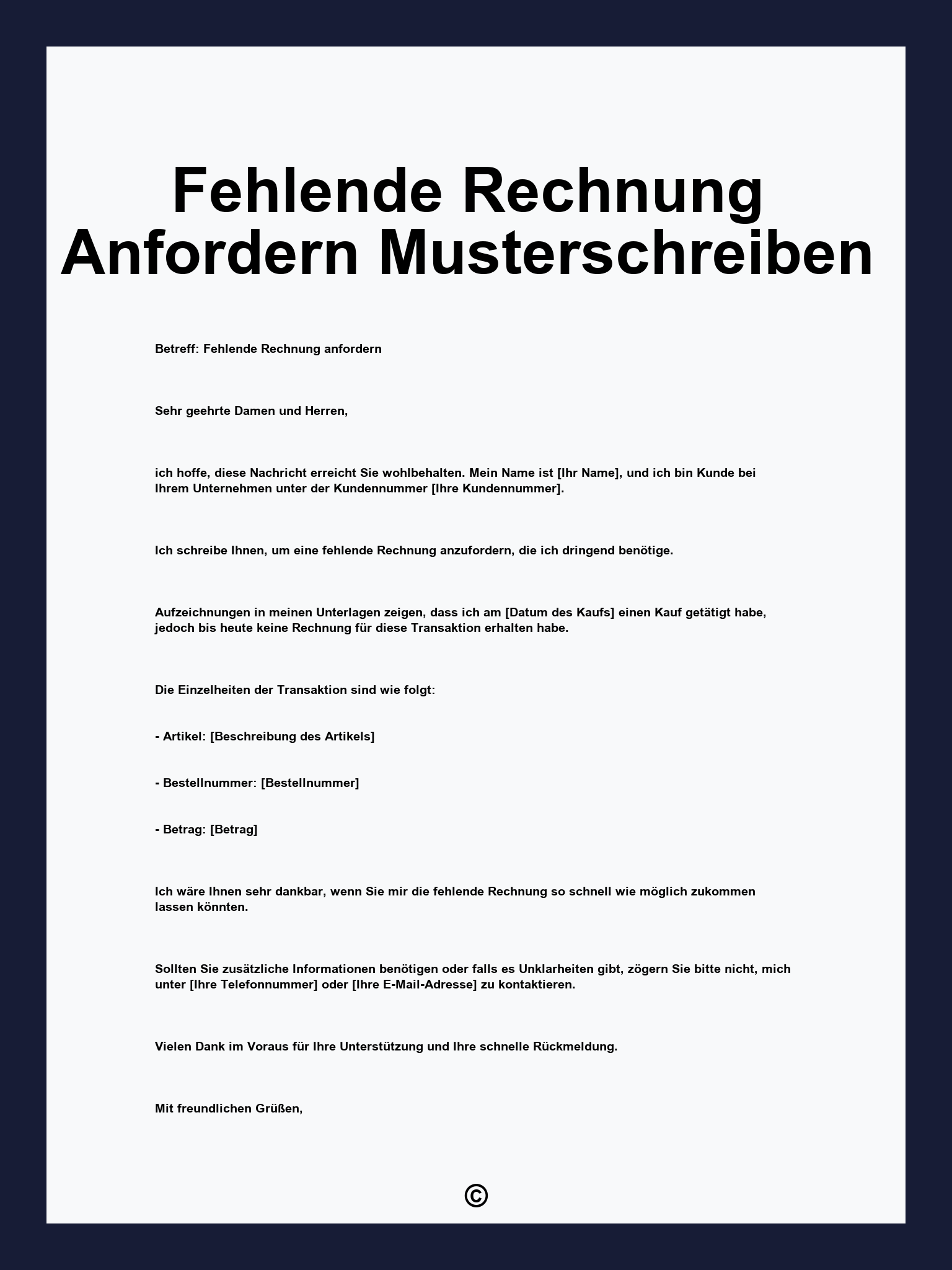 Fehlende Rechnung Anfordern Musterschreiben