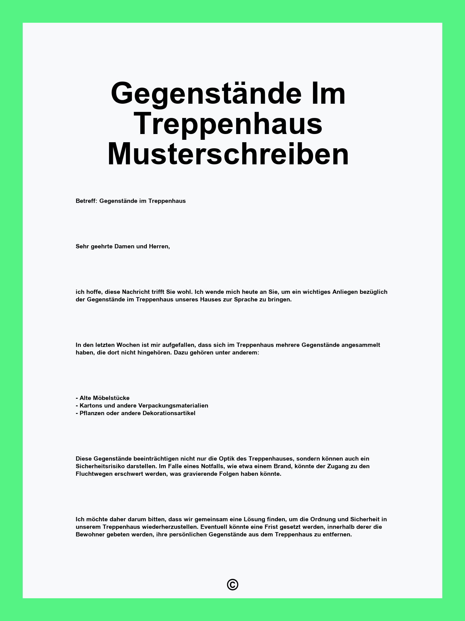 Gegenstände Im Treppenhaus Musterschreiben