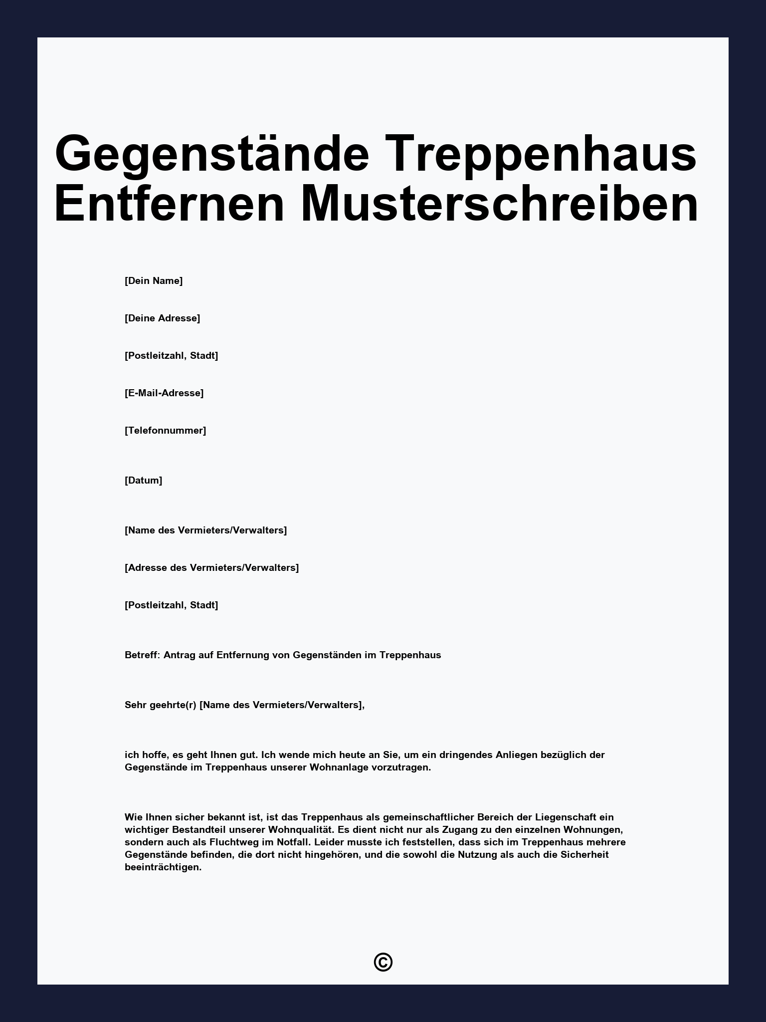 Gegenstände Treppenhaus Entfernen Musterschreiben
