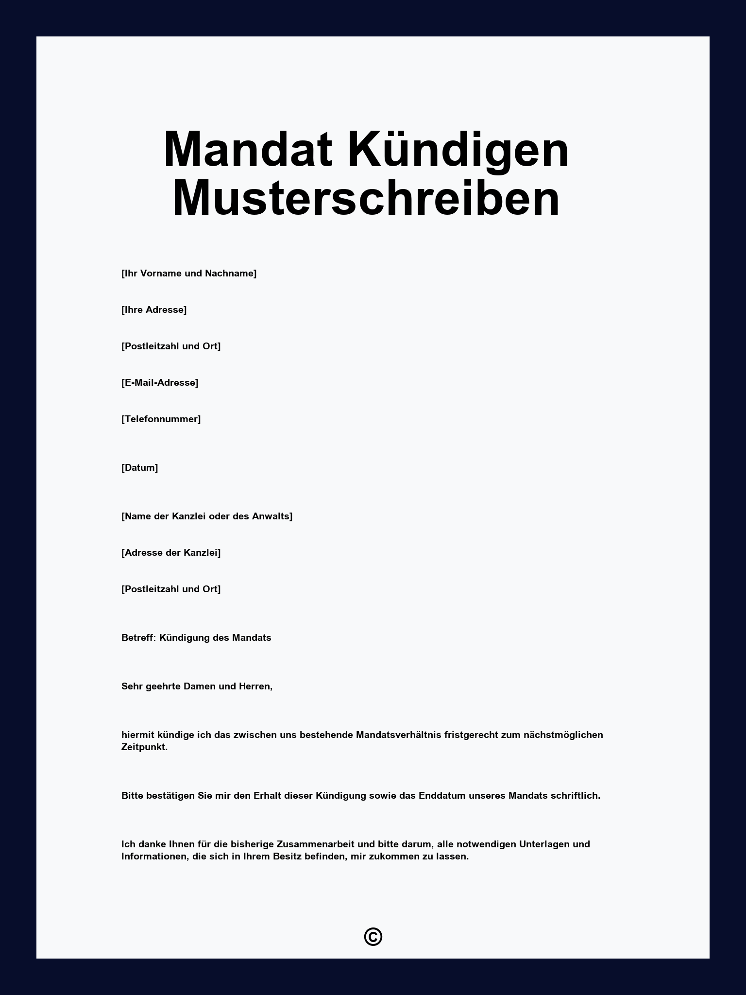 Mandat Kündigen Musterschreiben