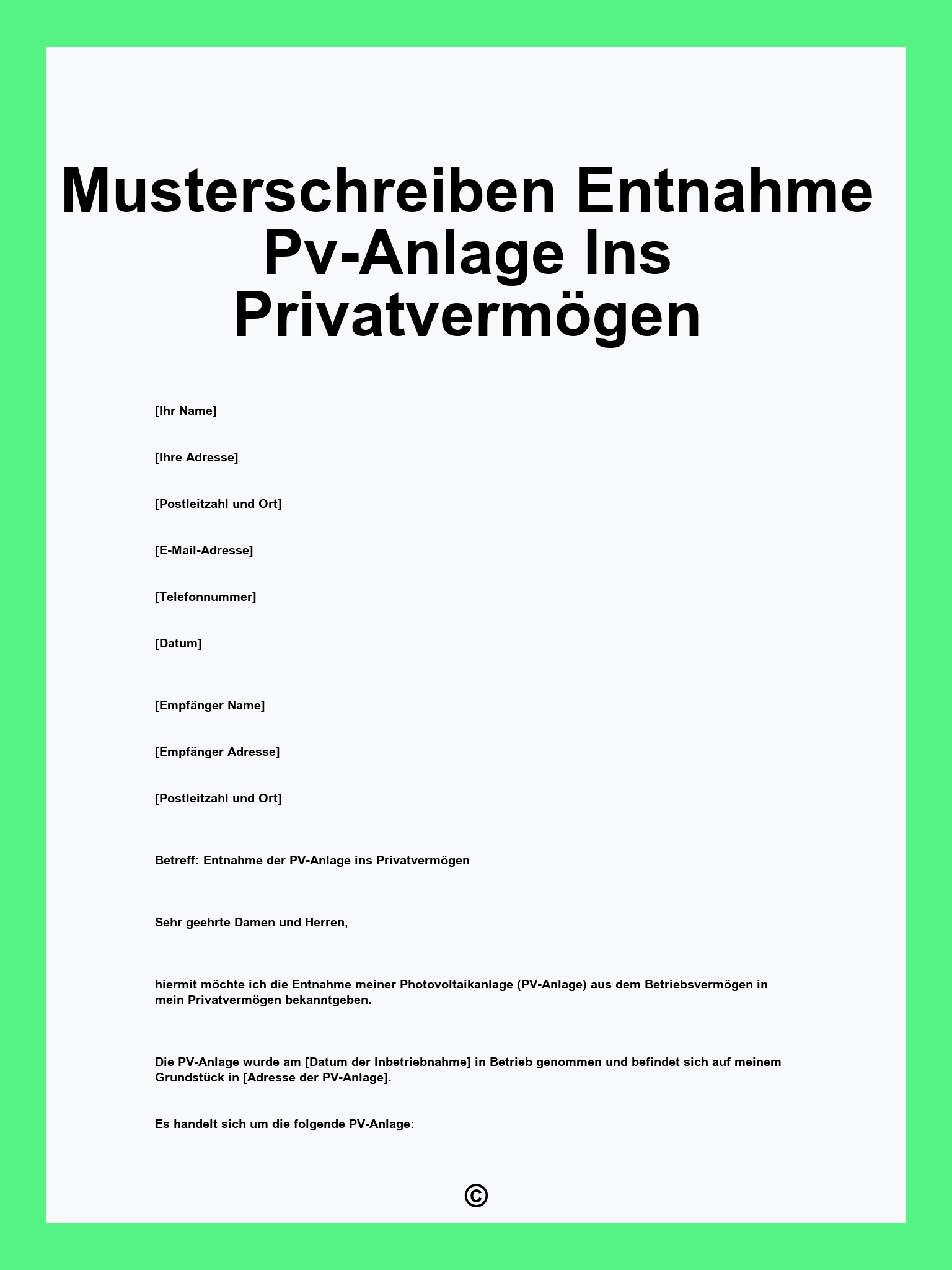 Musterschreiben Entnahme Pv-Anlage Ins Privatvermögen