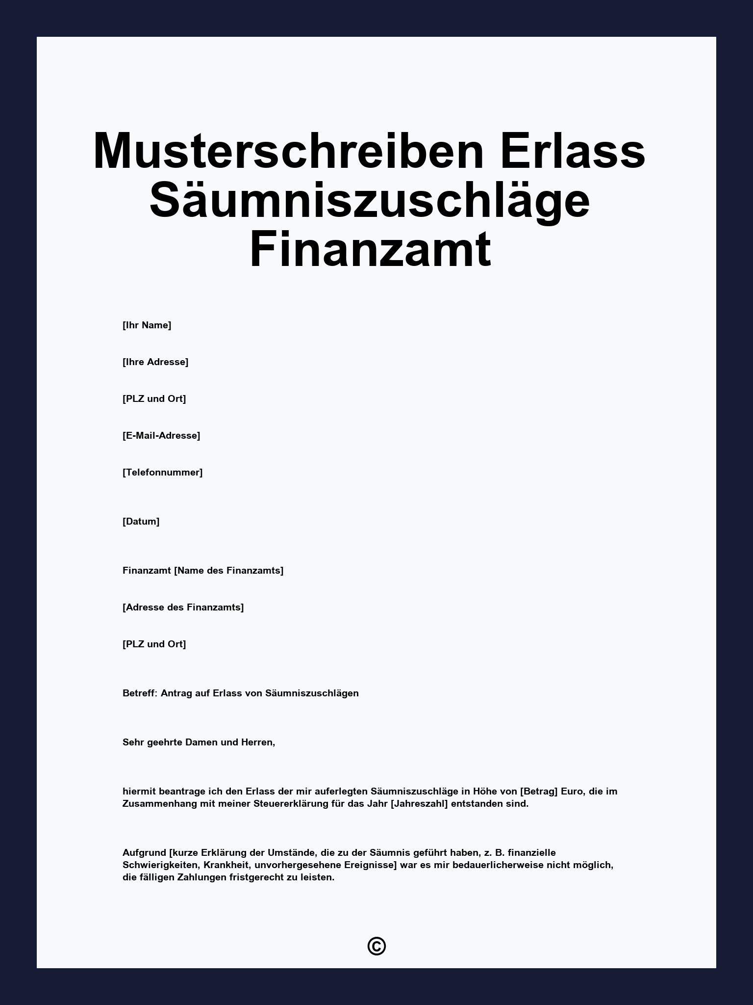 Musterschreiben Erlass Säumniszuschläge Finanzamt