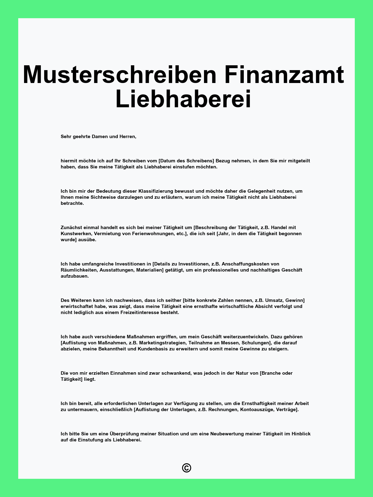 Musterschreiben Finanzamt Liebhaberei