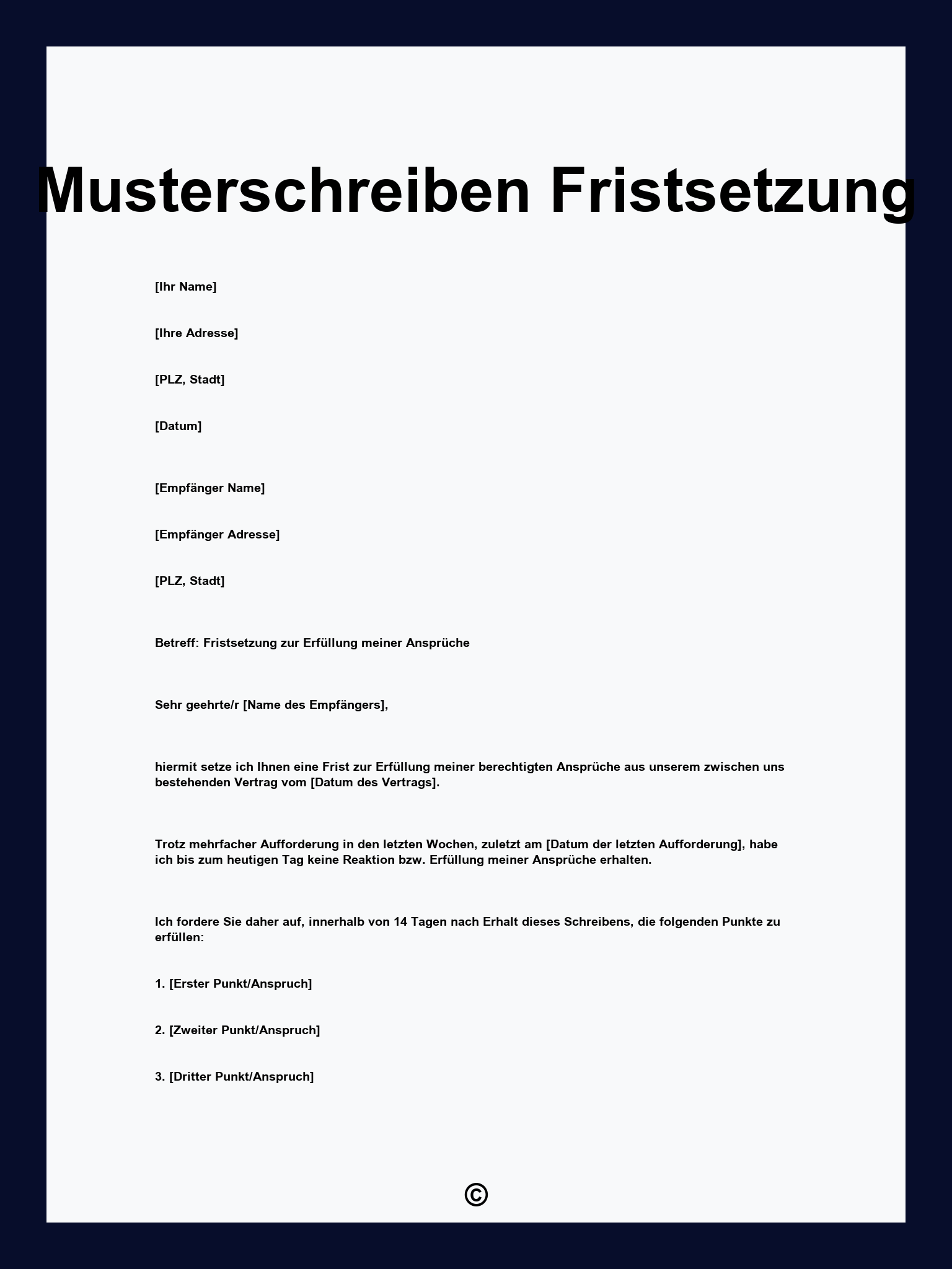 Musterschreiben Fristsetzung