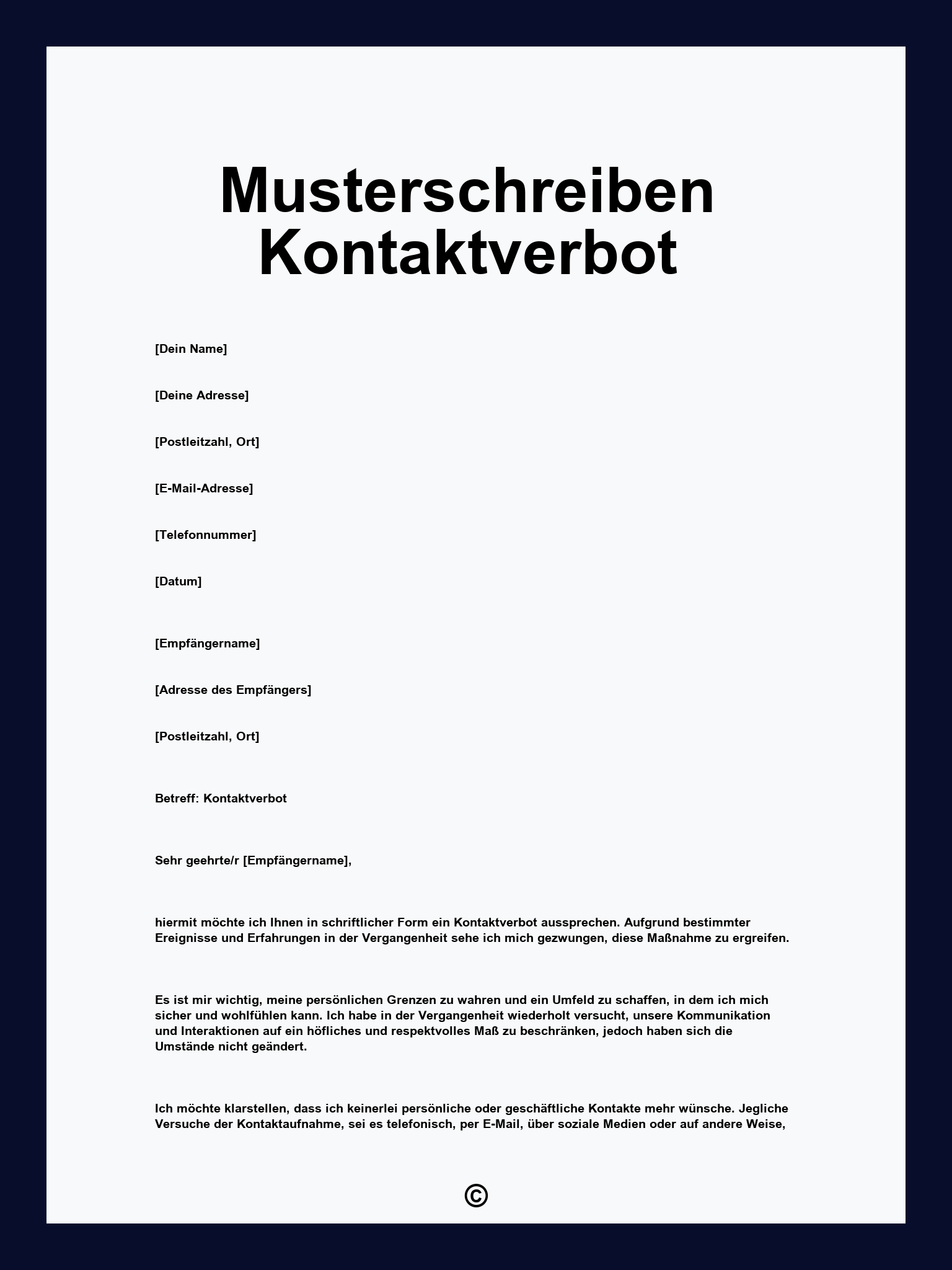 Musterschreiben Kontaktverbot