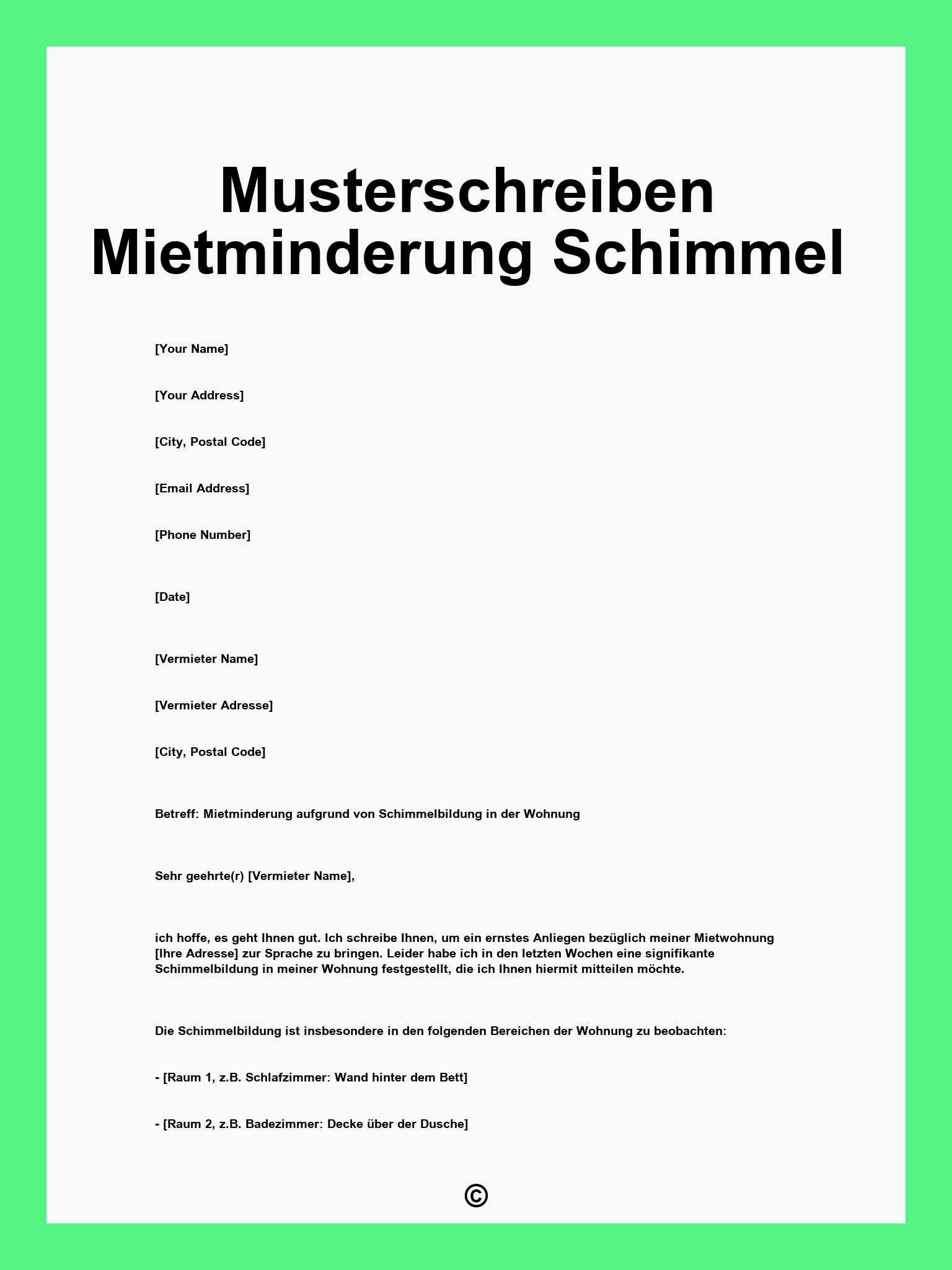 Musterschreiben Mietminderung Schimmel
