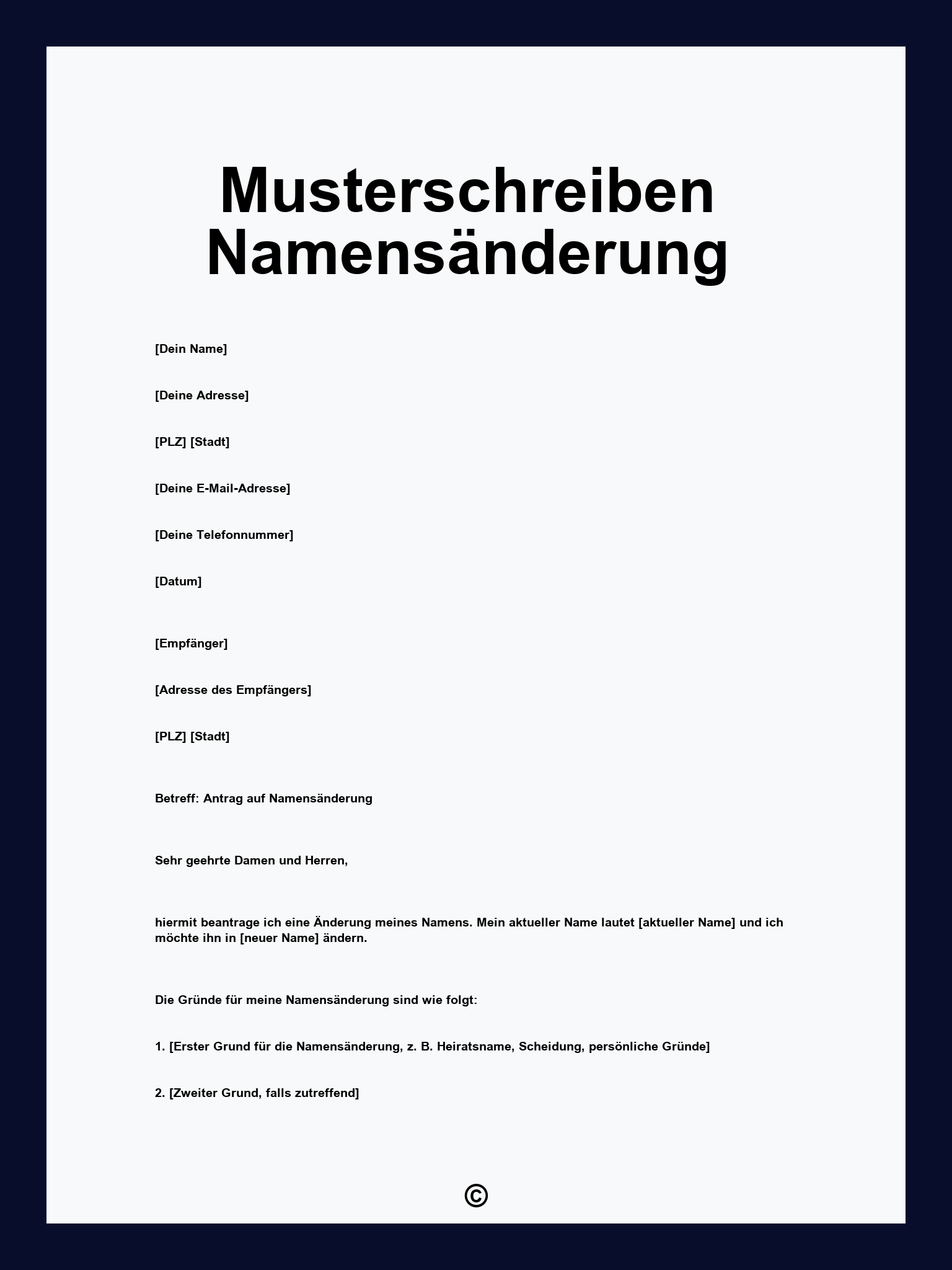 Musterschreiben Namensänderung
