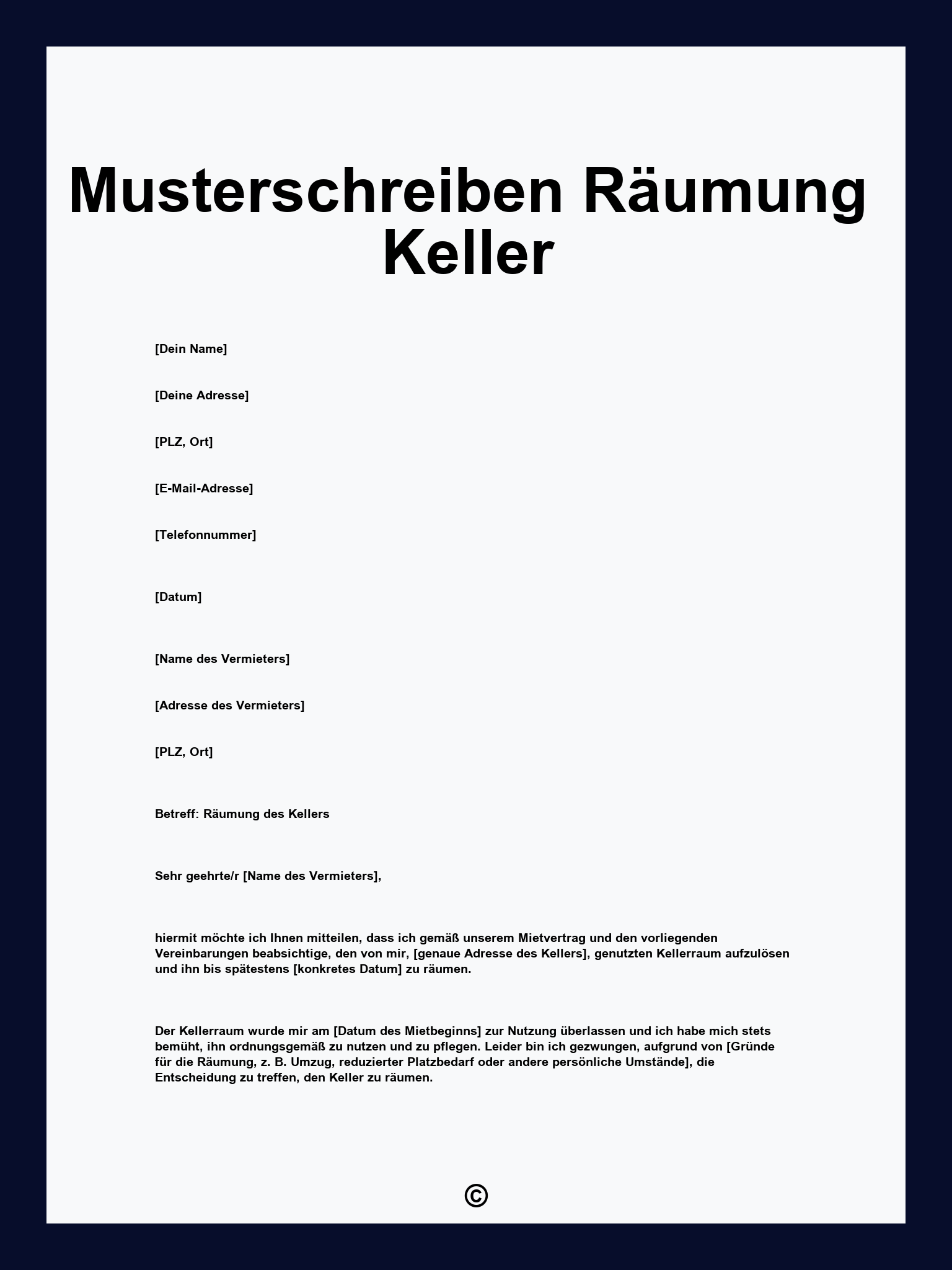 Musterschreiben Räumung Keller
