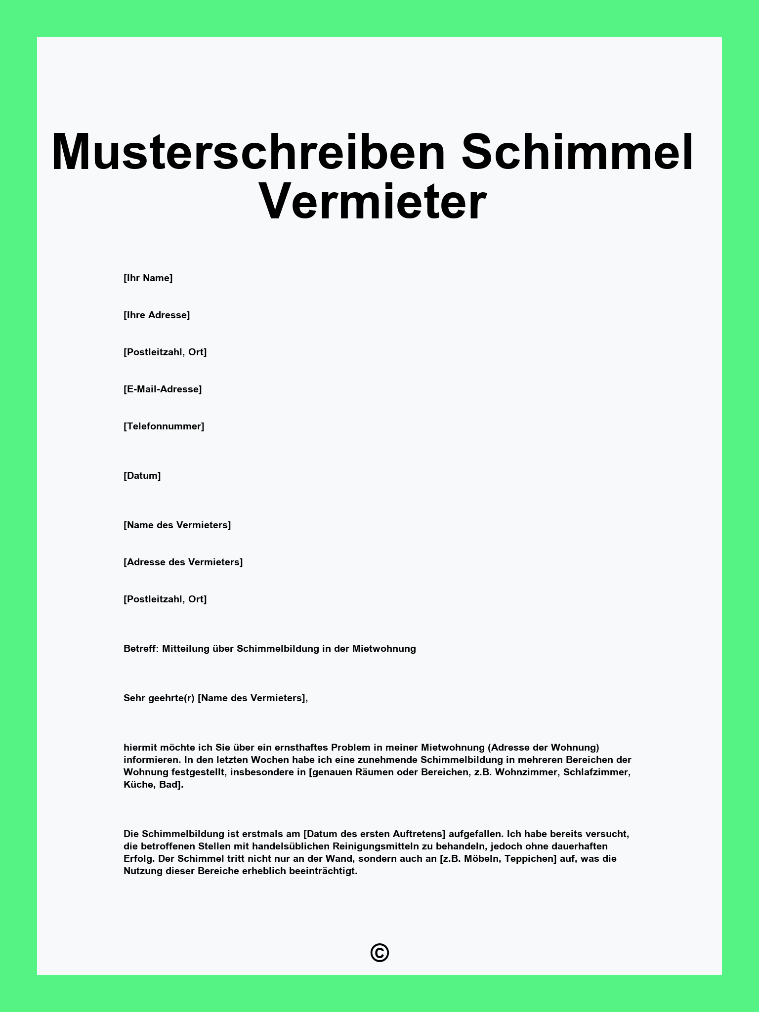 Musterschreiben Schimmel Vermieter