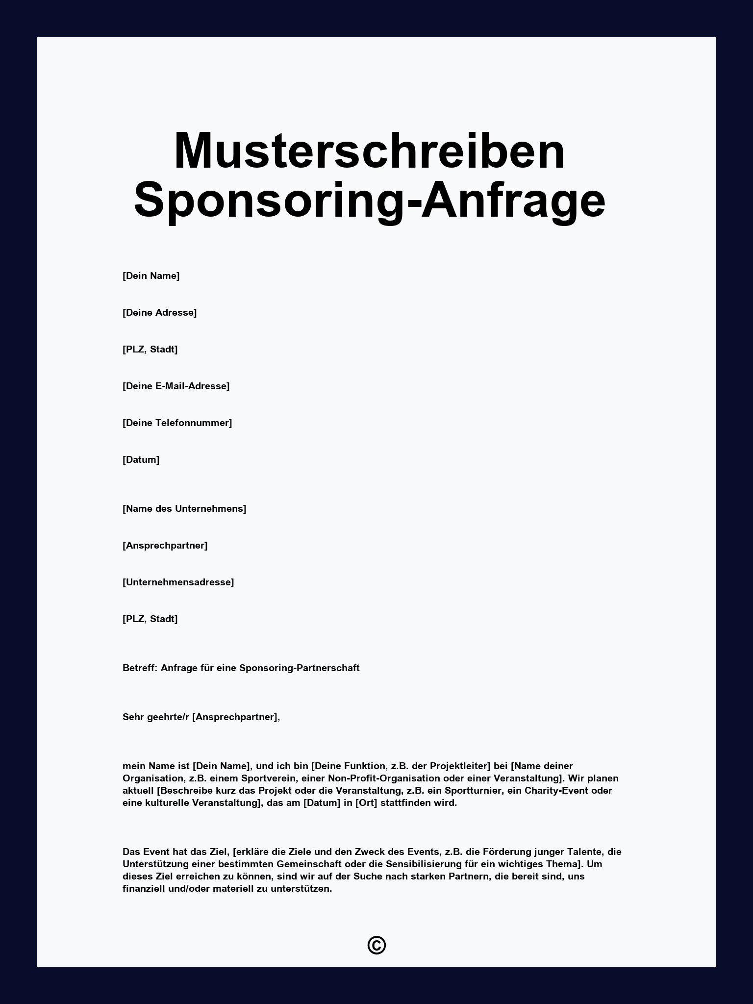 Musterschreiben Sponsoring-Anfrage