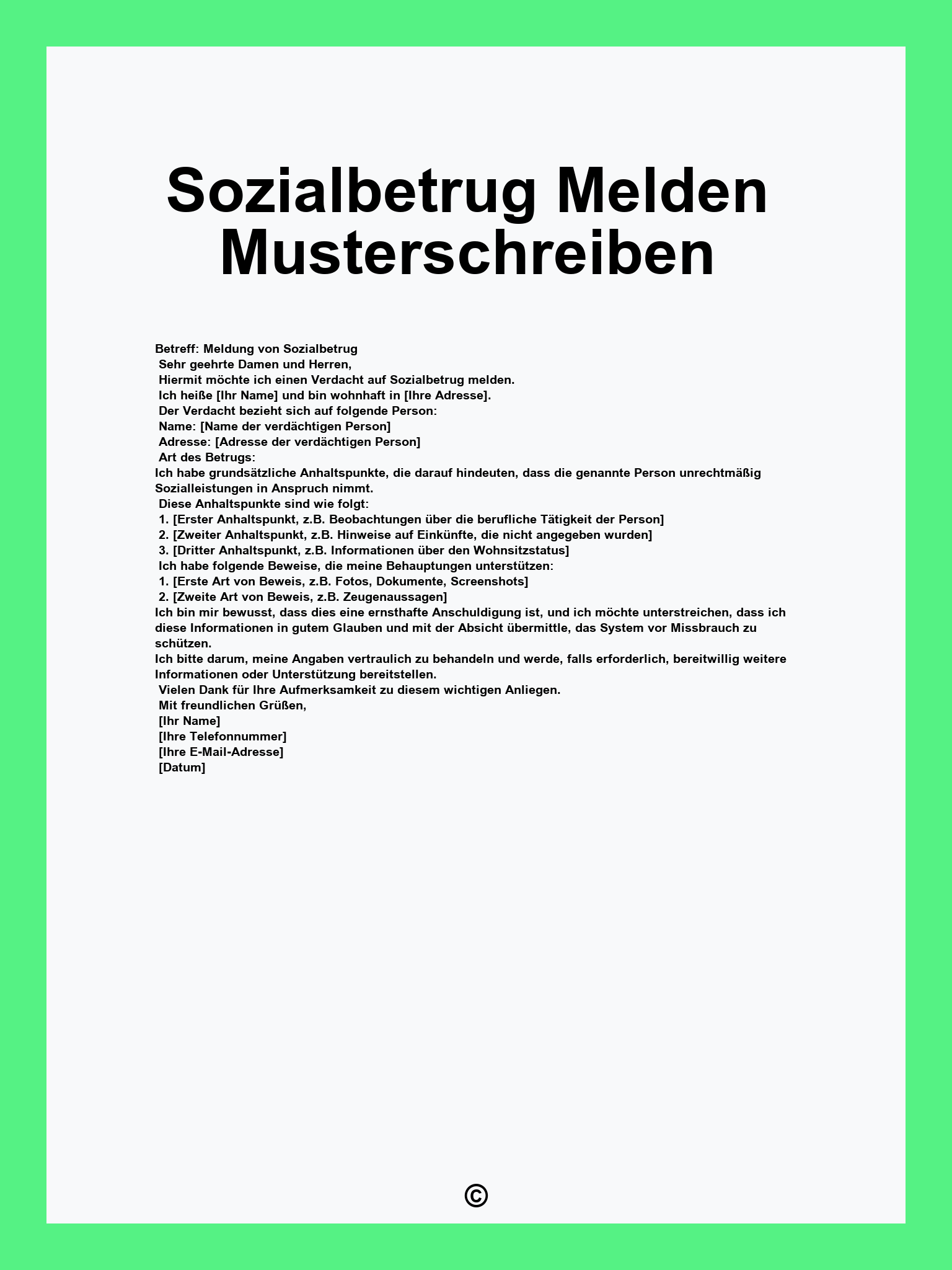 Sozialbetrug Melden Musterschreiben