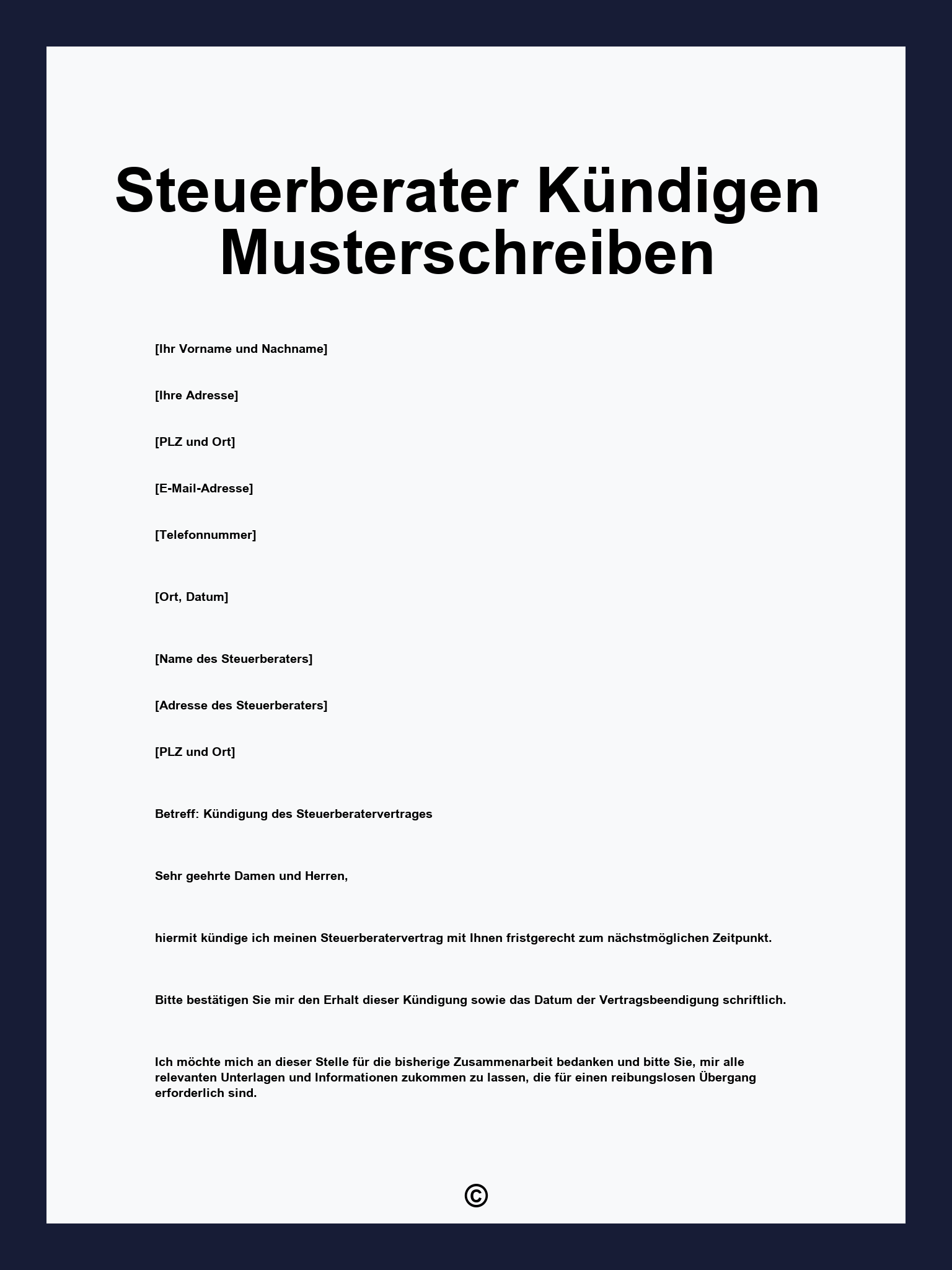 Steuerberater Kündigen Musterschreiben