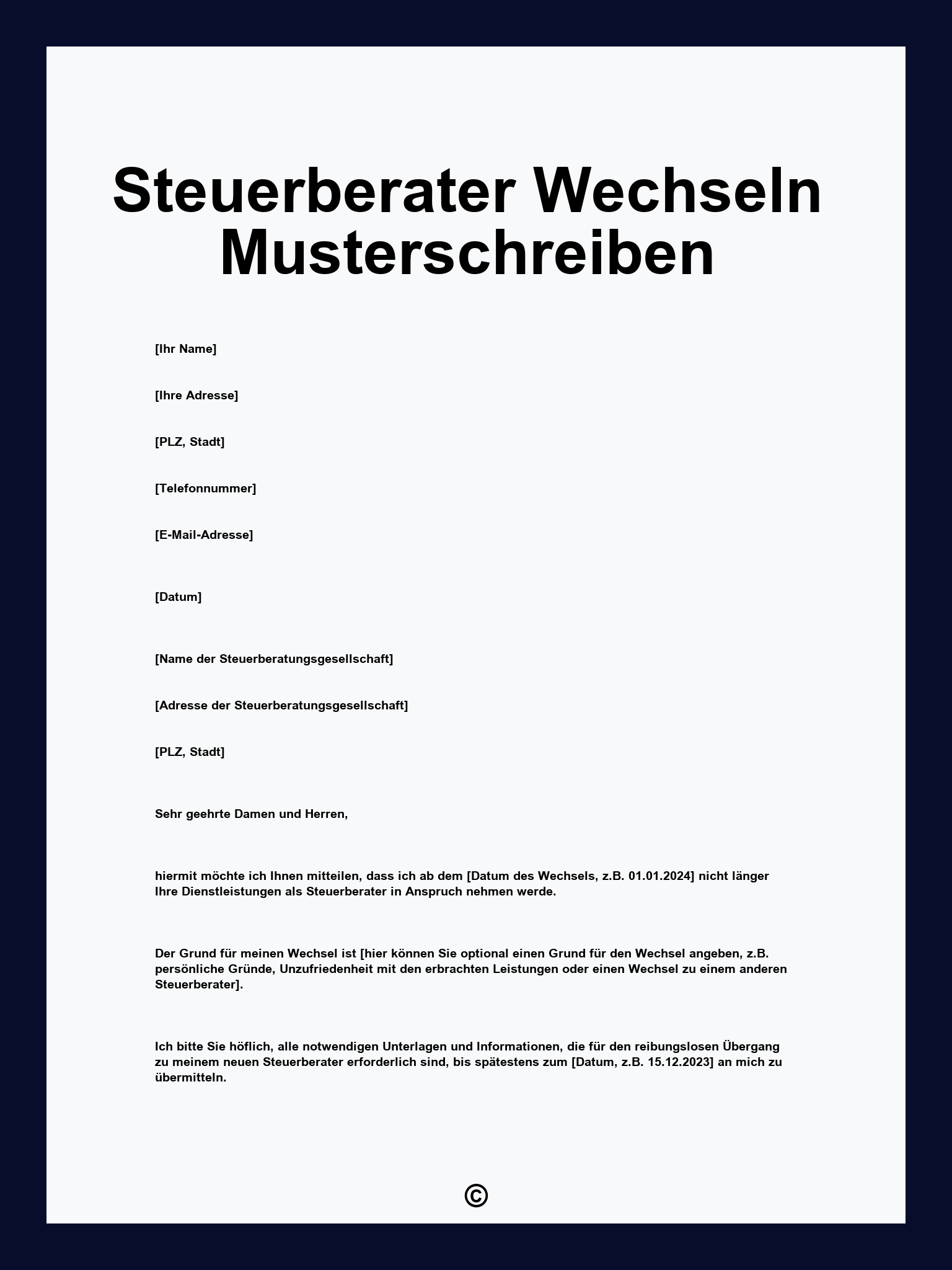 Steuerberater Wechseln Musterschreiben
