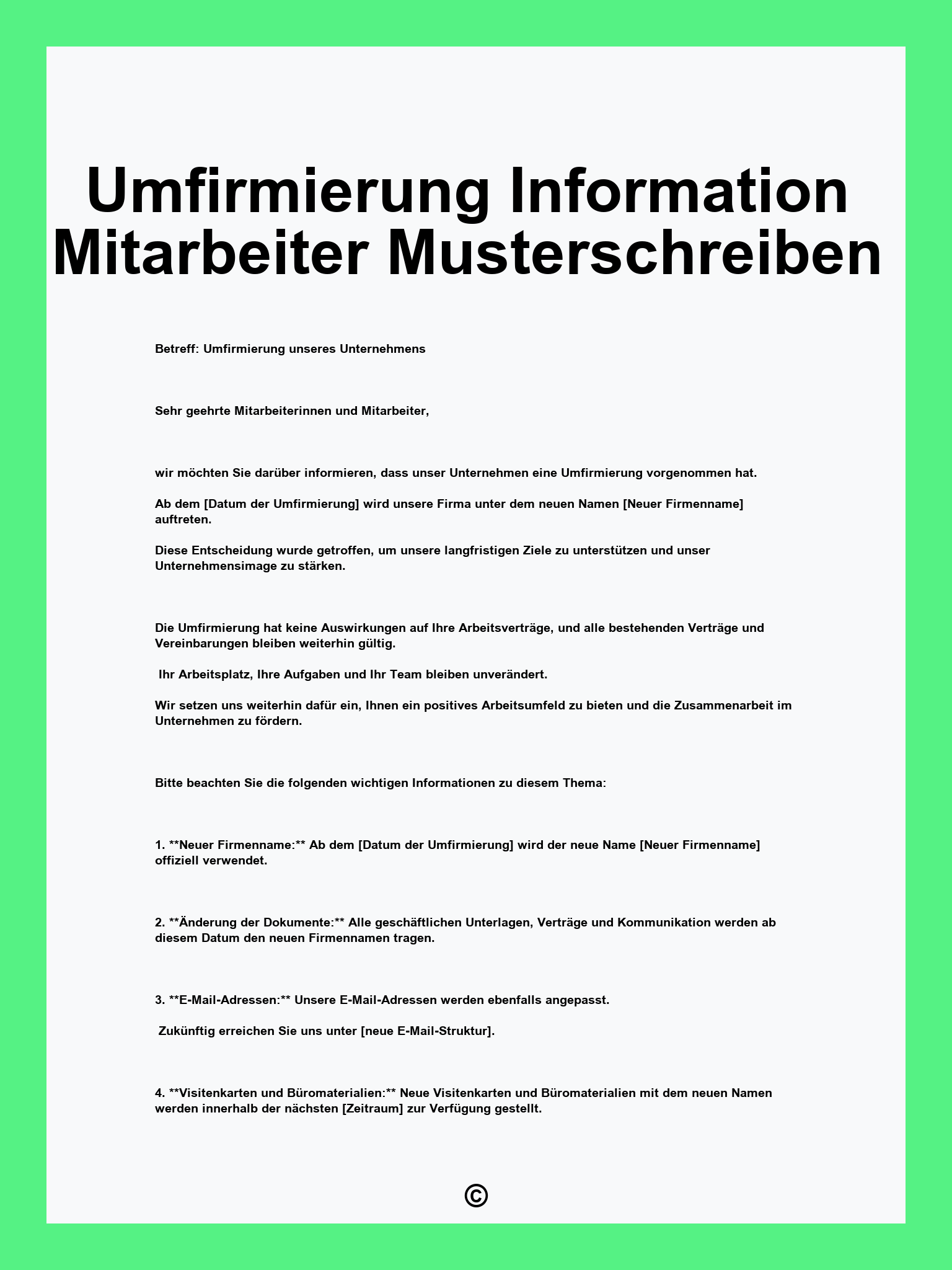 Umfirmierung Information Mitarbeiter Musterschreiben