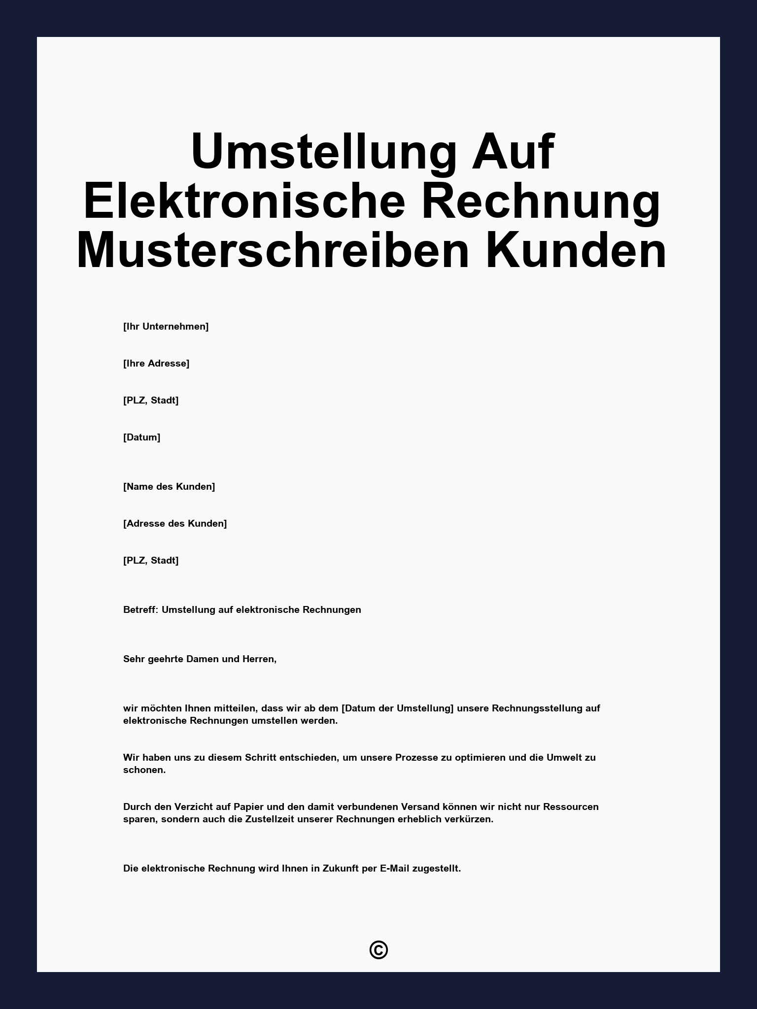 Umstellung Auf Elektronische Rechnung Musterschreiben Kunden