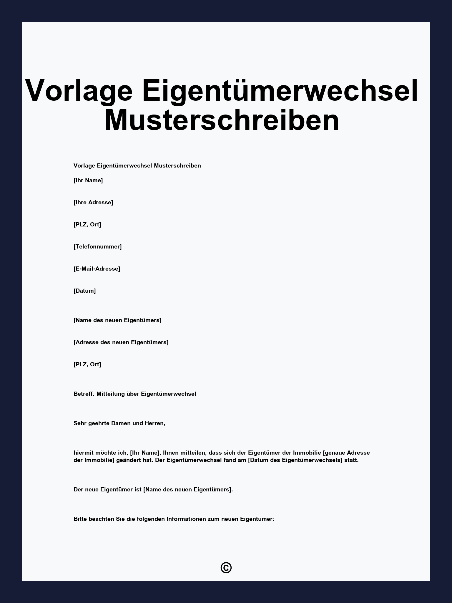 Vorlage Eigentümerwechsel Musterschreiben